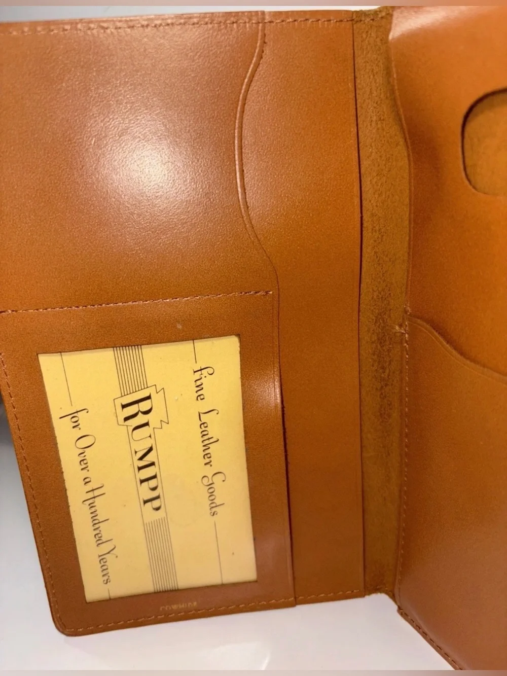 Vintage RUMPP WALLET SEAL KIDSKIN Leather Brown Credit Cards CHECKS